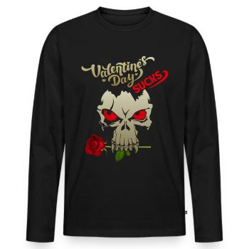 Valentine's Day, ironic saying, Skull, Skull - Men's Premium Organic Long Sleeve Shirt - black - Front - Nico (187cm)