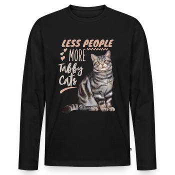 Cat, Tabby-Cat, tiger cat funny saying - Men's Premium Organic Long Sleeve Shirt - black - Front - Nico (187cm)