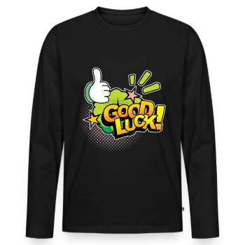 Good Luck Comic, Comic-Strips, Daumen nach oben - Männer Premium Bio Langarmshirt - Schwarz - Vorne - Nico (187cm)