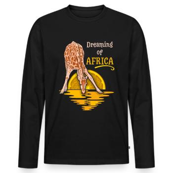 Afrique girafe, coucher de soleil, Afrique dicton - T-shirt manches longues Premium bio Homme - noir - Devant - Nico (187cm)