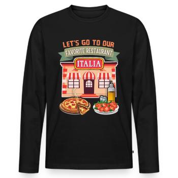 Pizzeria Italia, restaurant italien, disant - T-shirt manches longues Premium bio Homme - noir - Devant - Nico (187cm)