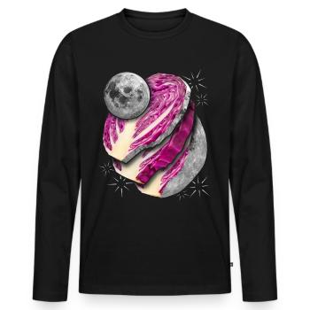Surrealismus, Vollmond in Scheiben, Rotkohl - Männer Premium Bio Langarmshirt - Schwarz - Vorne - Nico (187cm)