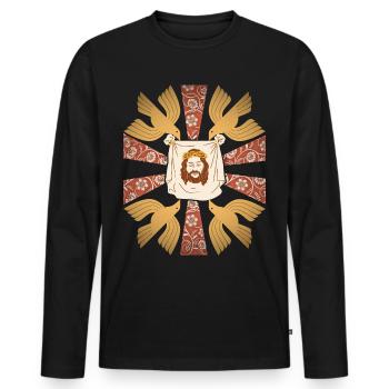 Jesus Christ, cloth, Christian, doves of peace - Men's Premium Organic Long Sleeve Shirt - black - Front - Nico (187cm)