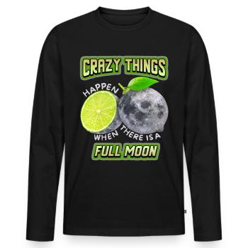 Surrealism, full moon with lemon funny saying - Men's Premium Organic Long Sleeve Shirt - black - Front - Nico (187cm)