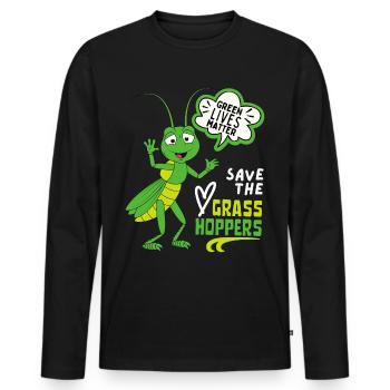 Comic Grashüpfer, lustiger Spruch Heuschrecke - Männer Premium Bio Langarmshirt - Schwarz - Vorne - Nico (187cm)