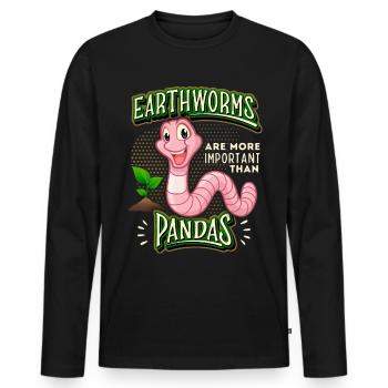 Earthworm, worm, earthworms comic funny saying - Men's Premium Organic Long Sleeve Shirt - black - Front - Nico (187cm)