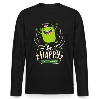 Citation de motivation drôle-monstre Citation Be-Happy - T-shirt manches longues Premium bio Homme - noir - Devant - Nico (187cm)