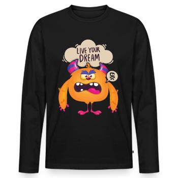 Funny Monster, Live-Your-Dream Motivational Spruc - Men's Premium Organic Long Sleeve Shirt - black - Front - Nico (187cm)
