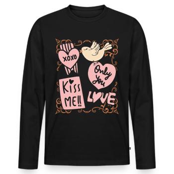 Saint-Valentin XOXO-Doodle amour-amour romantique - T-shirt manches longues Premium bio Homme - noir - Devant - Nico (187cm)