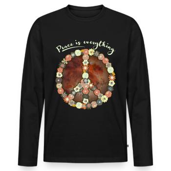 Peace Symbol, Peace Sign, Peace Sign Flowers - Men's Premium Organic Long Sleeve Shirt - black - Front - Nico (187cm)