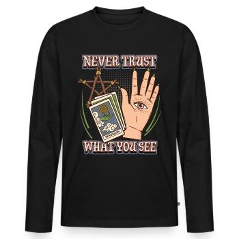 Divination Occultisme Palmistry, Dicton de chiromancie - T-shirt manches longues Premium bio Homme - noir - Devant - Nico (187cm)