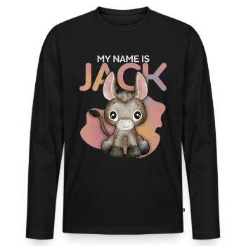 Esel, Jack-Donkey, lustiger Spruch My-Name-Is-Jack - Männer Premium Bio Langarmshirt - Schwarz - Vorne - Nico (187cm)