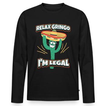 Drôle de cactus Mexique, comique Sombrero, Dire - T-shirt manches longues Premium bio Homme - noir - Devant - Nico (187cm)
