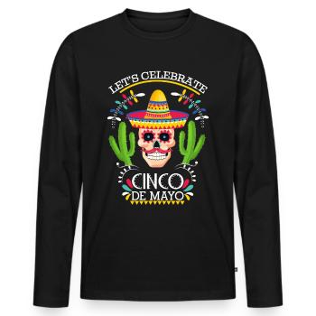 Cinco-De-Mayo, Mexikanischer Feiertag mitTotenkopf - Männer Premium Bio Langarmshirt - Schwarz - Vorne - Nico (187cm)