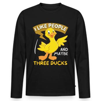 Comic Ente lustiger Spruch Cartoon-Ente - Männer Premium Bio Langarmshirt - Schwarz - Vorne - Nico (187cm)