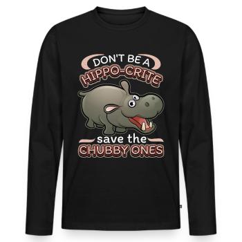 Lustiges Nilpferd, Flusspferd Nilpferd-Pun, Spruch - Männer Premium Bio Langarmshirt - Schwarz - Vorne - Nico (187cm)