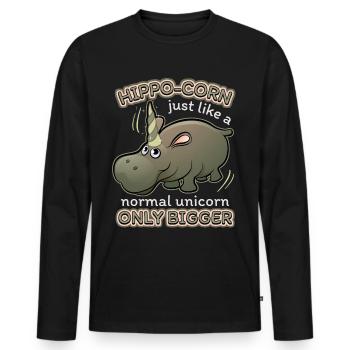 Nilpferd, Flusspferd, Spruch, Einhorn-Unicorn - Männer Premium Bio Langarmshirt - Schwarz - Vorne - Nico (187cm)