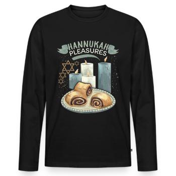 Festival des lumières de Hanoukka avec bougies et Rugelach - T-shirt manches longues Premium bio Homme - noir - Devant - Nico (187cm)