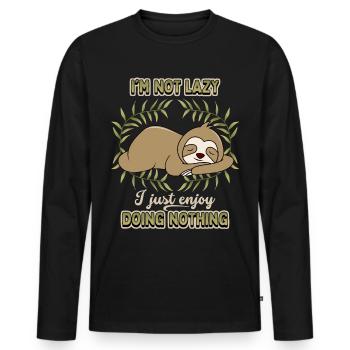 Sloth, Sloth, funny saying, I'm-Not-Lazy - Men's Premium Organic Long Sleeve Shirt - black - Front - Nico (187cm)