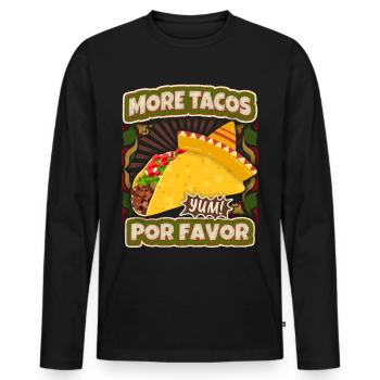 Tacos Sombrero Hat funny saying in vintage style - Men's Premium Organic Long Sleeve Shirt - black - Front - Nico (187cm)