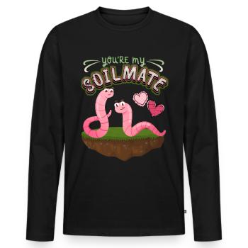Regenwurm lustige Würmer Spruch You're My Soilmate - Männer Premium Bio Langarmshirt - Schwarz - Vorne - Nico (187cm)