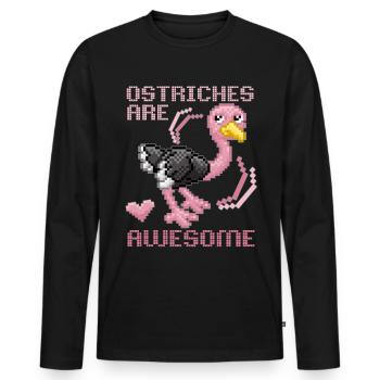 Ostrich, bird ostrich funny saying pixel bouquet - Men's Premium Organic Long Sleeve Shirt - black - Front - Nico (187cm)