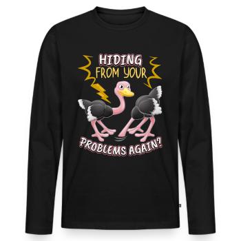 Funny Bouquet Bird-Strauss Comic Problem Solution - Men's Premium Organic Long Sleeve Shirt - black - Front - Nico (187cm)