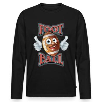 American Football, lustiger Cartoon-Fooball - Männer Premium Bio Langarmshirt - Schwarz - Vorne - Nico (187cm)