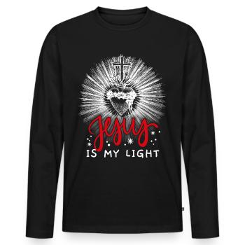 Jesus Christ, vintage heart, crown of thorns, saying - Men's Premium Organic Long Sleeve Shirt - black - Front - Nico (187cm)