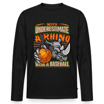 Basketball lustiges Rhinoceros, Rhino-Spruch - Männer Premium Bio Langarmshirt - Schwarz - Vorne - Nico (187cm)