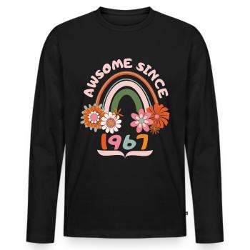 Anniversaire de style rétro, né en 1967 vintage dicton - T-shirt manches longues Premium bio Homme - noir - Devant - Nico (187cm)
