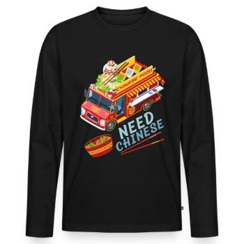 Cuisine chinoise, Cuisine chinoise, Food Truck - T-shirt manches longues Premium bio Homme - noir - Devant - Nico (187cm)