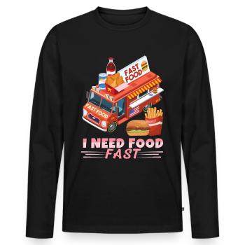 Fast Food, Street Food, Fast Food Street-Food Truck - Men's Premium Organic Long Sleeve Shirt - black - Front - Nico (187cm)
