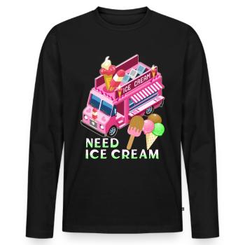 Ice-Cream Seller, Speiseeis Foodtruck Eisverkäufer - Männer Premium Bio Langarmshirt - Schwarz - Vorne - Nico (187cm)