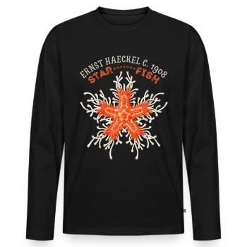 Vintage starfish illustration by Ernst Haeckel - Men's Premium Organic Long Sleeve Shirt - black - Front - Nico (187cm)