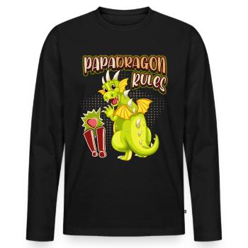 Papa-Drache, Papadragon, lustiger Vatertag Spruch - Männer Premium Bio Langarmshirt - Schwarz - Vorne - Nico (187cm)