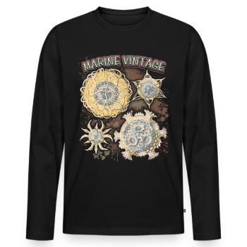 Vintage Ocean, étoile de mer botanique, mandala antique - T-shirt manches longues Premium bio Homme - noir - Devant - Nico (187cm)