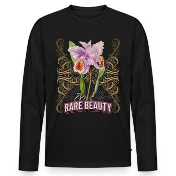 Vintage Orchidee botanische Illustration Spruch - Männer Premium Bio Langarmshirt - Schwarz - Vorne - Nico (187cm)