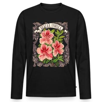 Azalea de fleurs vintage, Azalée Botanique Indica - T-shirt manches longues Premium bio Homme - noir - Devant - Nico (187cm)