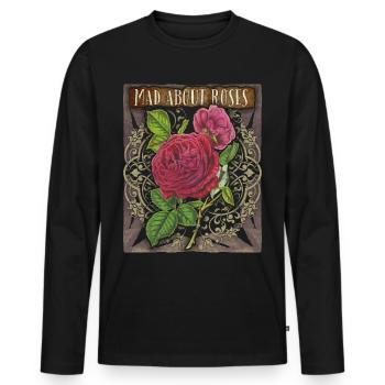 Vintage roses, rose motif, Victorian rose - Men's Premium Organic Long Sleeve Shirt - black - Front - Nico (187cm)