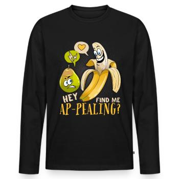 Banana Joke, Funny Banana Appealing Wordplay - Men's Premium Organic Long Sleeve Shirt - black - Front - Nico (187cm)