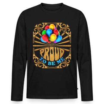 Rainbow Balloon, slogan LGBTQ de la fierté d’être moi - T-shirt manches longues Premium bio Homme - noir - Devant - Nico (187cm)