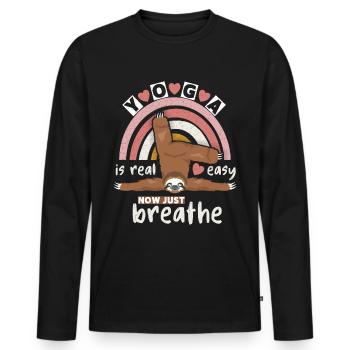 Lustiger Yoga Sloth, Yoga Faultier mit Regenbogen - Männer Premium Bio Langarmshirt - Schwarz - Vorne - Nico (187cm)