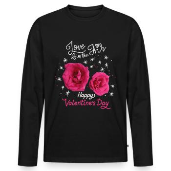 Valentine's Day, Love-Love Rose Pattern Rose Design - Men's Premium Organic Long Sleeve Shirt - black - Front - Nico (187cm)