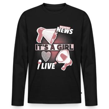 Baby-Mädchen Ankündigung mit Megaphon It's-a-Girl - Männer Premium Bio Langarmshirt - Schwarz - Vorne - Nico (187cm)
