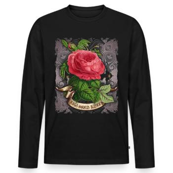 Antique rose vintage botanical illustration - Men's Premium Organic Long Sleeve Shirt - black - Front - Nico (187cm)