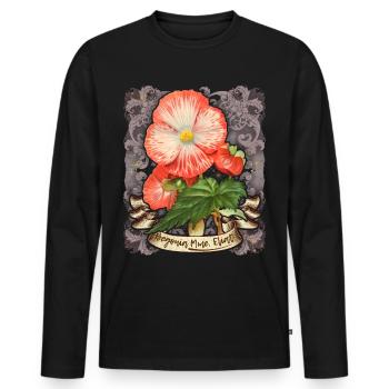Illustration botanique vintage fleur de bégonia - T-shirt manches longues Premium bio Homme - noir - Devant - Nico (187cm)