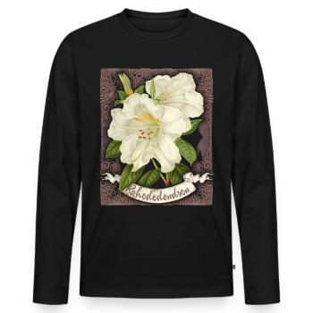 Vintage rhododendron, antique botanical drawing - Men's Premium Organic Long Sleeve Shirt - black - Front - Nico (187cm)