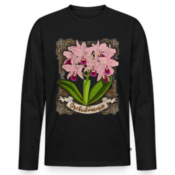 Antike Orchideen Illustration, vintage Orchidee - Männer Premium Bio Langarmshirt - Schwarz - Vorne - Nico (187cm)