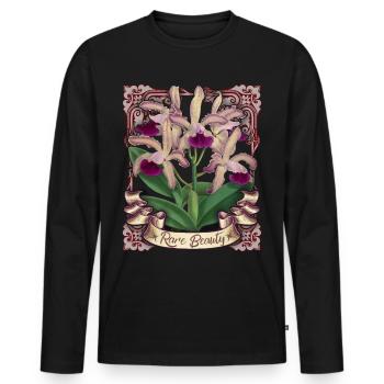 Vintage Orchideen Illustration, antike Orchidee - Männer Premium Bio Langarmshirt - Schwarz - Vorne - Nico (187cm)